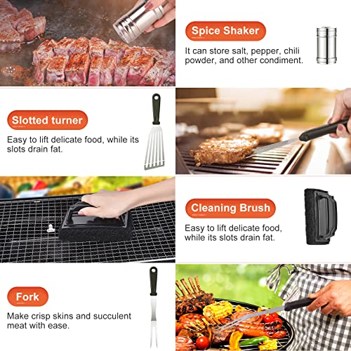 14pcs Flat Top Grill Accessories Set with Spatulas, Basting Cover, Scraper, Tongs A128686