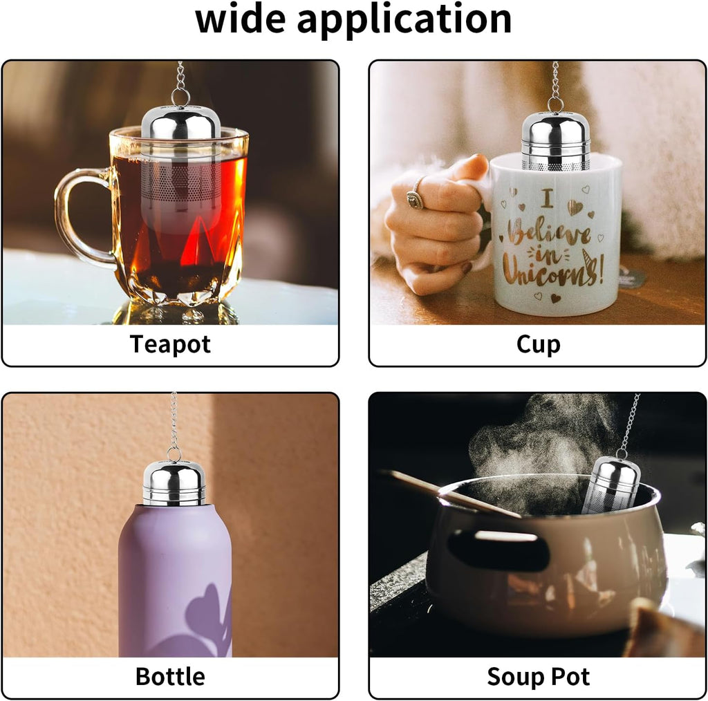 2PCS Stainless Steel Fine Mesh Tea Infuser Strainer with Lid X79770