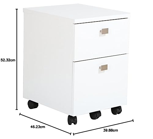 Pure White 2-Drawer Mobile File Cabinet on Casters C2776