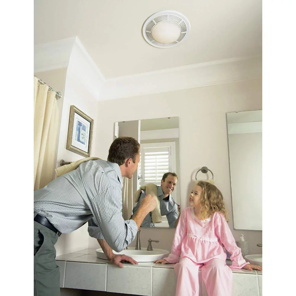 White Round Fan and Light Combo, 100 CFM N392016