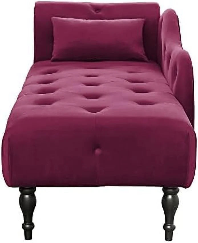 Grey Velvet Tufted Upholstered Lounge Chair with Pillow T2293