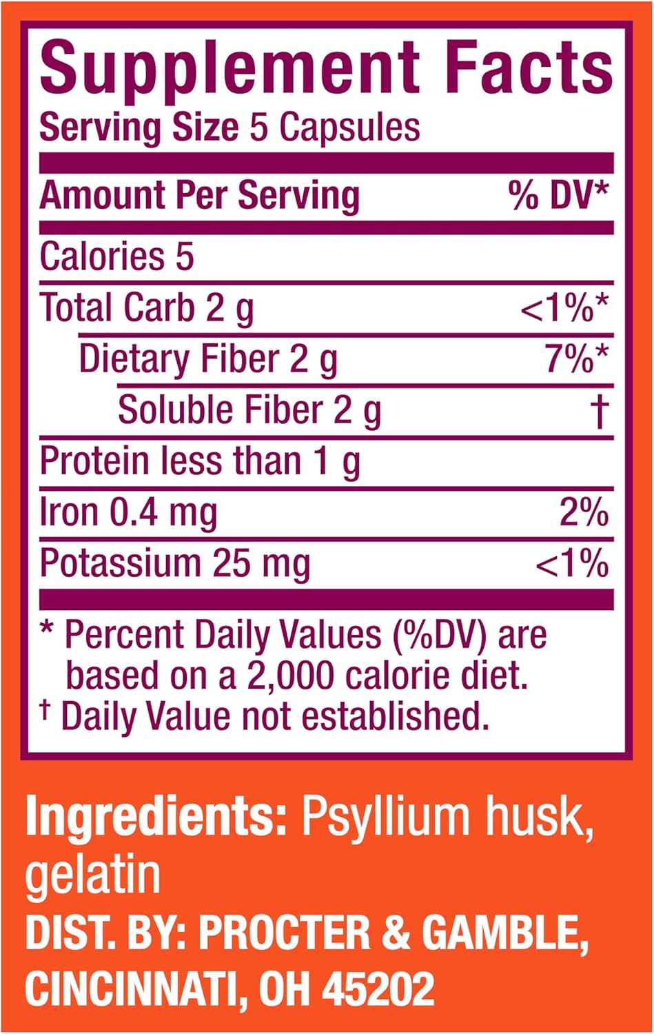 300ct Psyllium Husk Fiber Capsules B33164