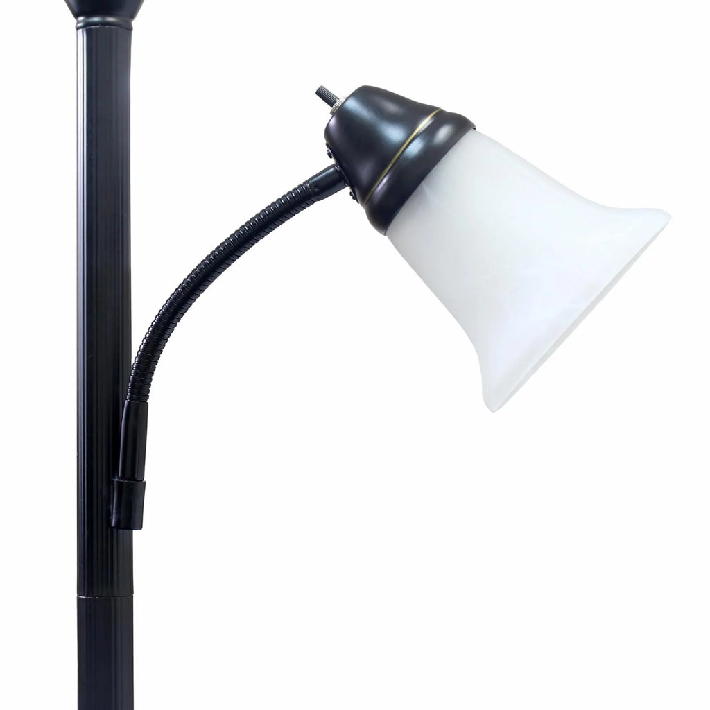 2 Light Floor Lamp with White Marble Glass, Restoration Bronze J892077