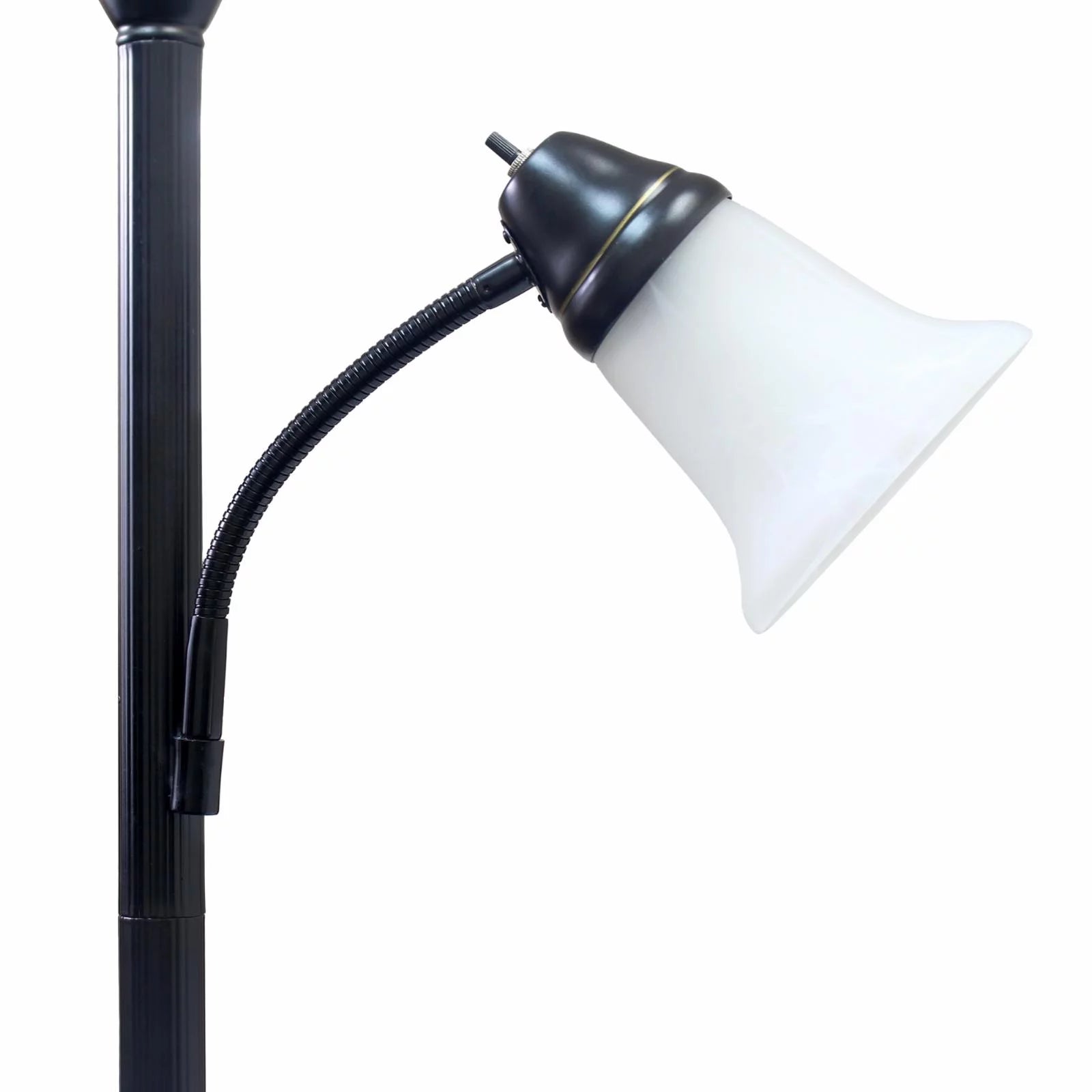 2 Light Floor Lamp with White Marble Glass, Restoration Bronze J892077