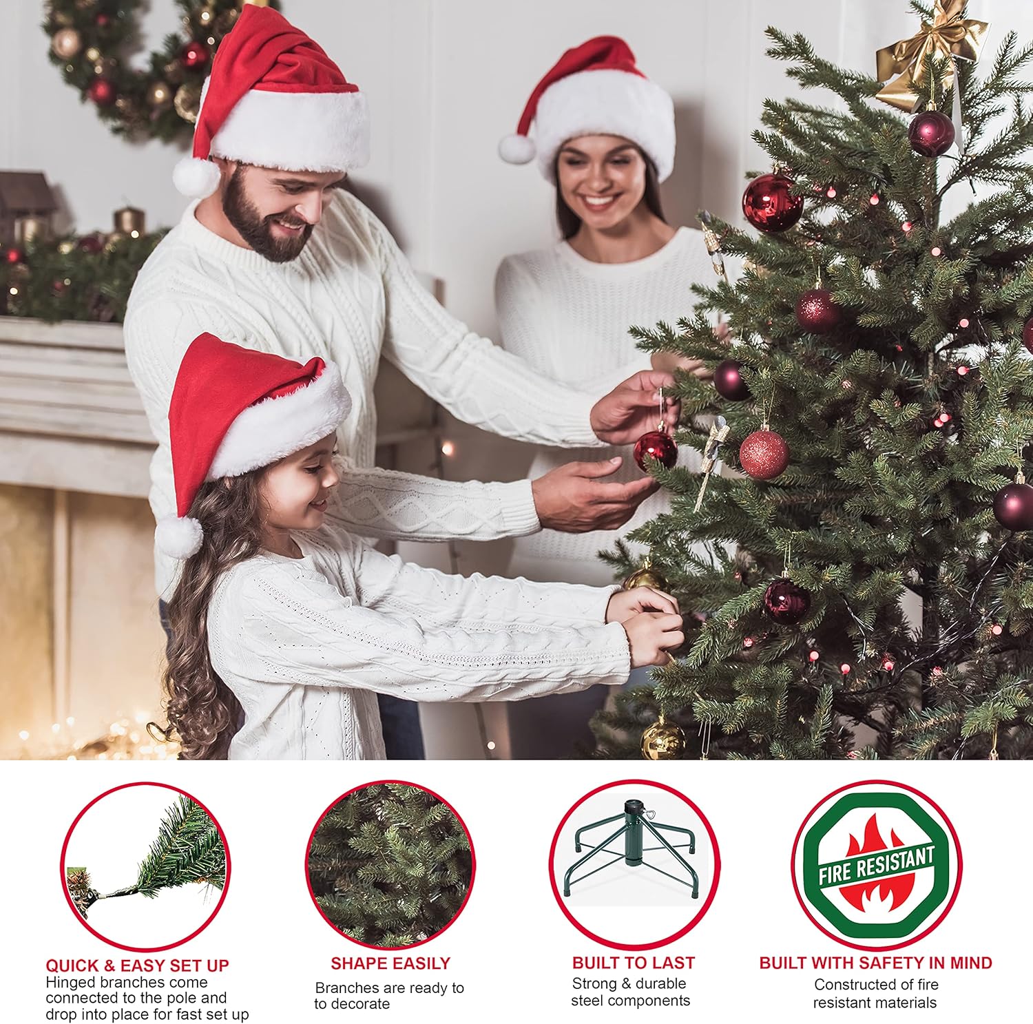 7.5 Foot Pre-Lit Green Artificial Christmas Tree with 600 Clear Lights Z48034