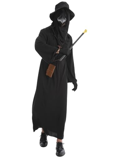 Plague Doctor Costume Set 8 in 1 Halloween Costumes Plague Doctor Mask Outfit U5879