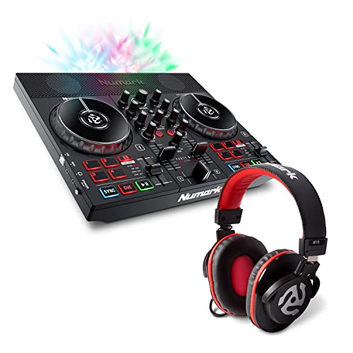 DJ Controller Bundle with Party Lights, 2 Decks, DJ Mixer, Audio Interface and DJ Headphones C13868
