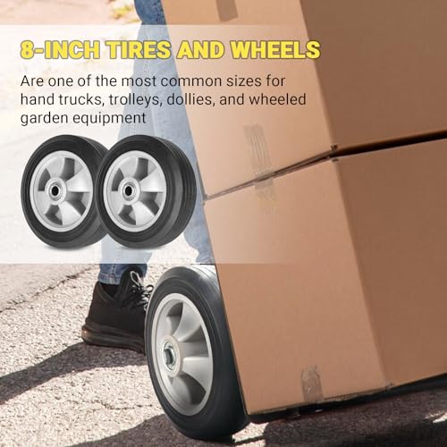 8" x 2" Flat Free Solid Rubber Tire and Wheel with 2" Offset Hub L16344