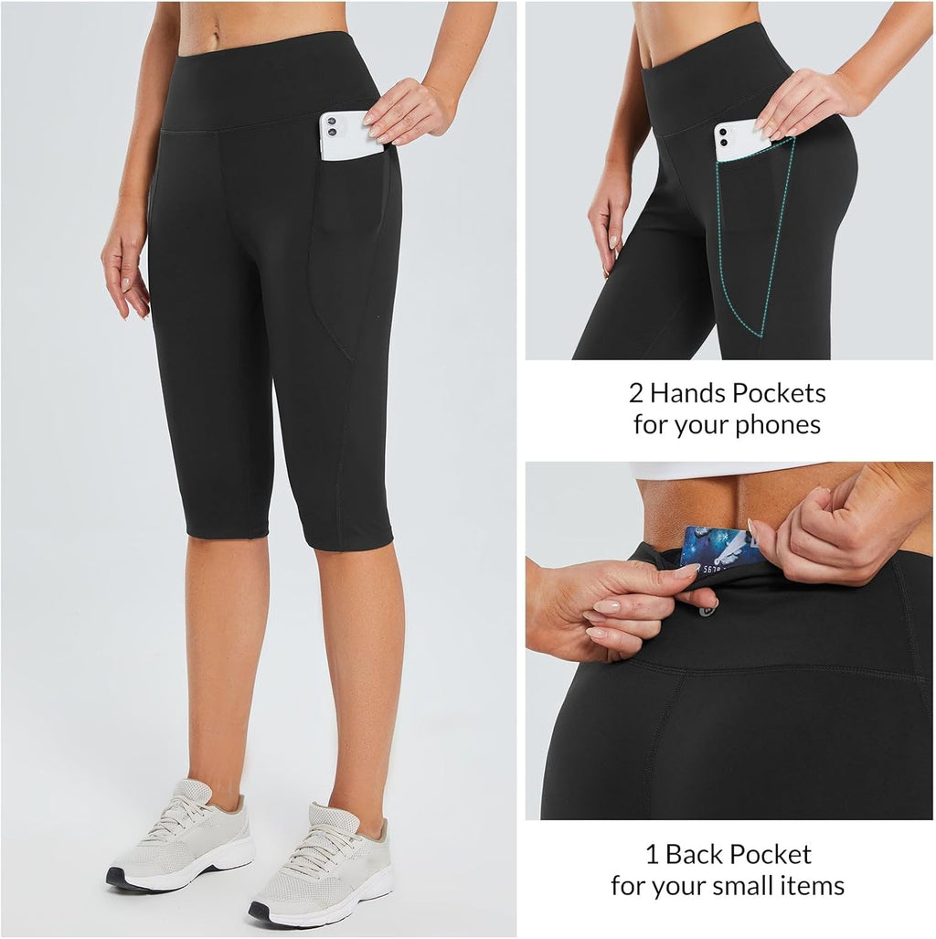 Women's Capris with Pockets High Waisted Stretch Yoga Capri Leggings T836