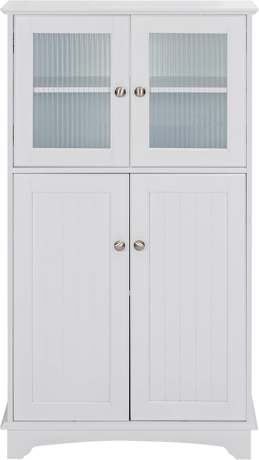 White Wood Bathroom Storage Cabinet F4517