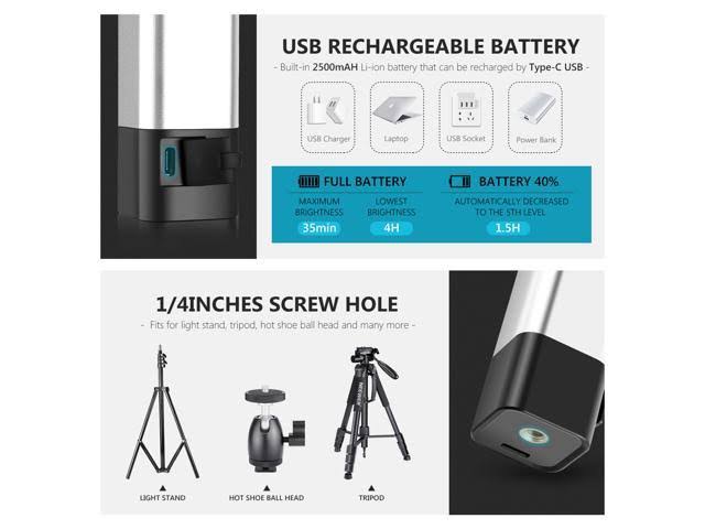 Light Wand Handheld LED Video Light Stick Photography Lighting Kit with Barndoor Remote Control Carry Bag W532495