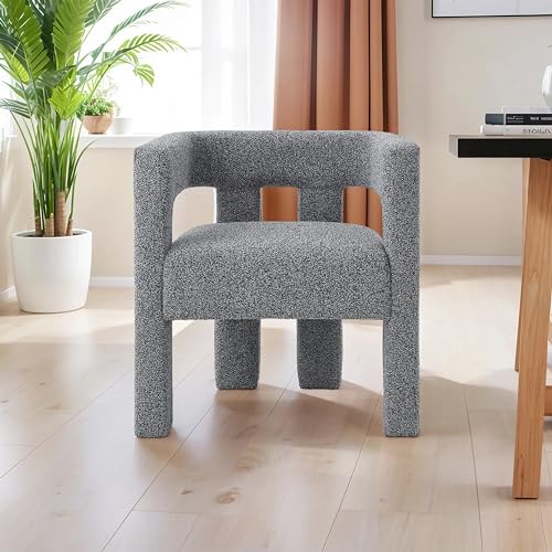 Blue Black Fabric Boucle Barrel Chair E91830