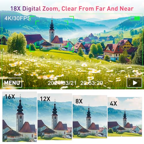 Black 64MP Digital Camera with 3" Flip Screen, 32GB SD Card, 2 Batteries F20301