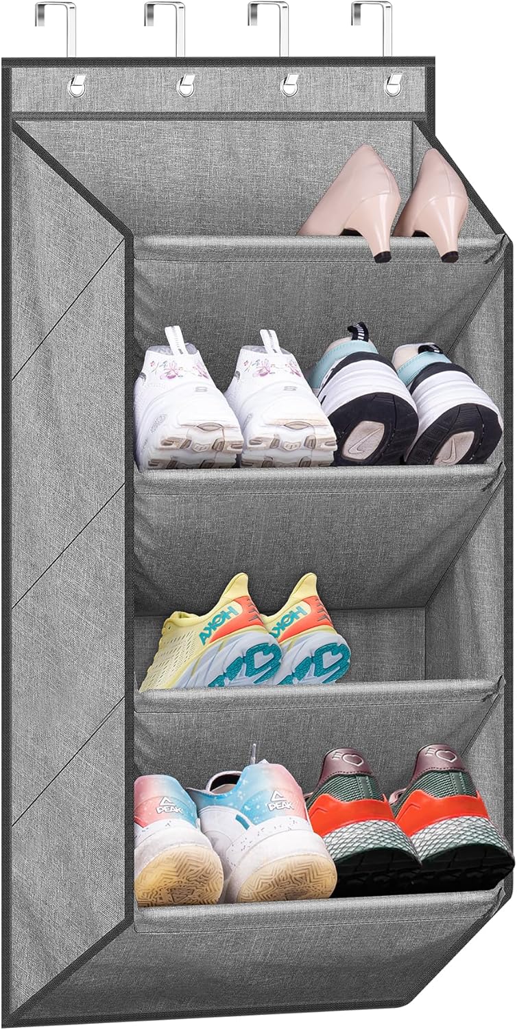 Grey Over The Door Shoe Organizer with Large Deep Pockets H4685