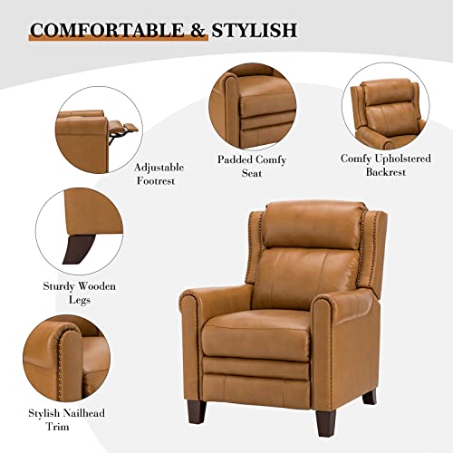 Black Genuine Leather Recliner with Nailhead Trim A787938