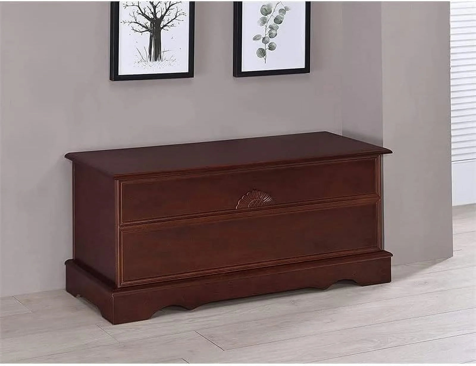 Warm Brown Cedar Lined Wood Storage Blanket Chest Trunk L2301