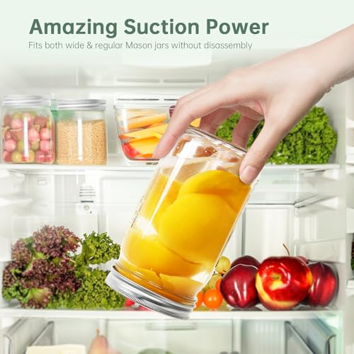 Electric Mason Jar Vacuum Sealer with Wide and Regular Mouth Mason Jar Lids J752