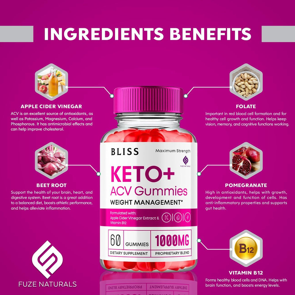 Keto ACV Gummies 1000mg Apple Cider Vinegar Vitamin B12 B6 Folate Supplement (60 Gummies) S15550