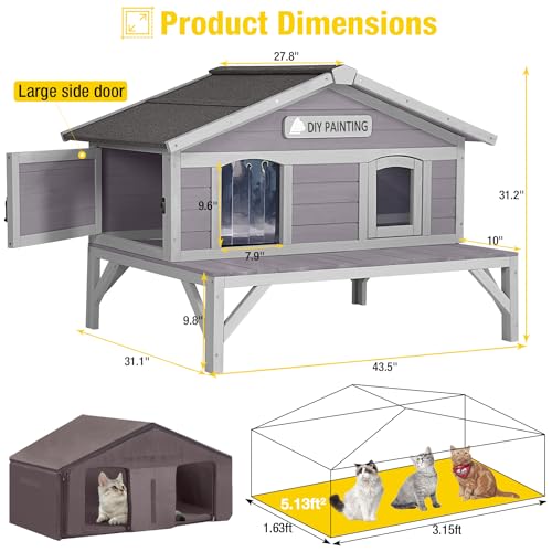 Large Weatherproof Cat House with Insulated Liner C925924