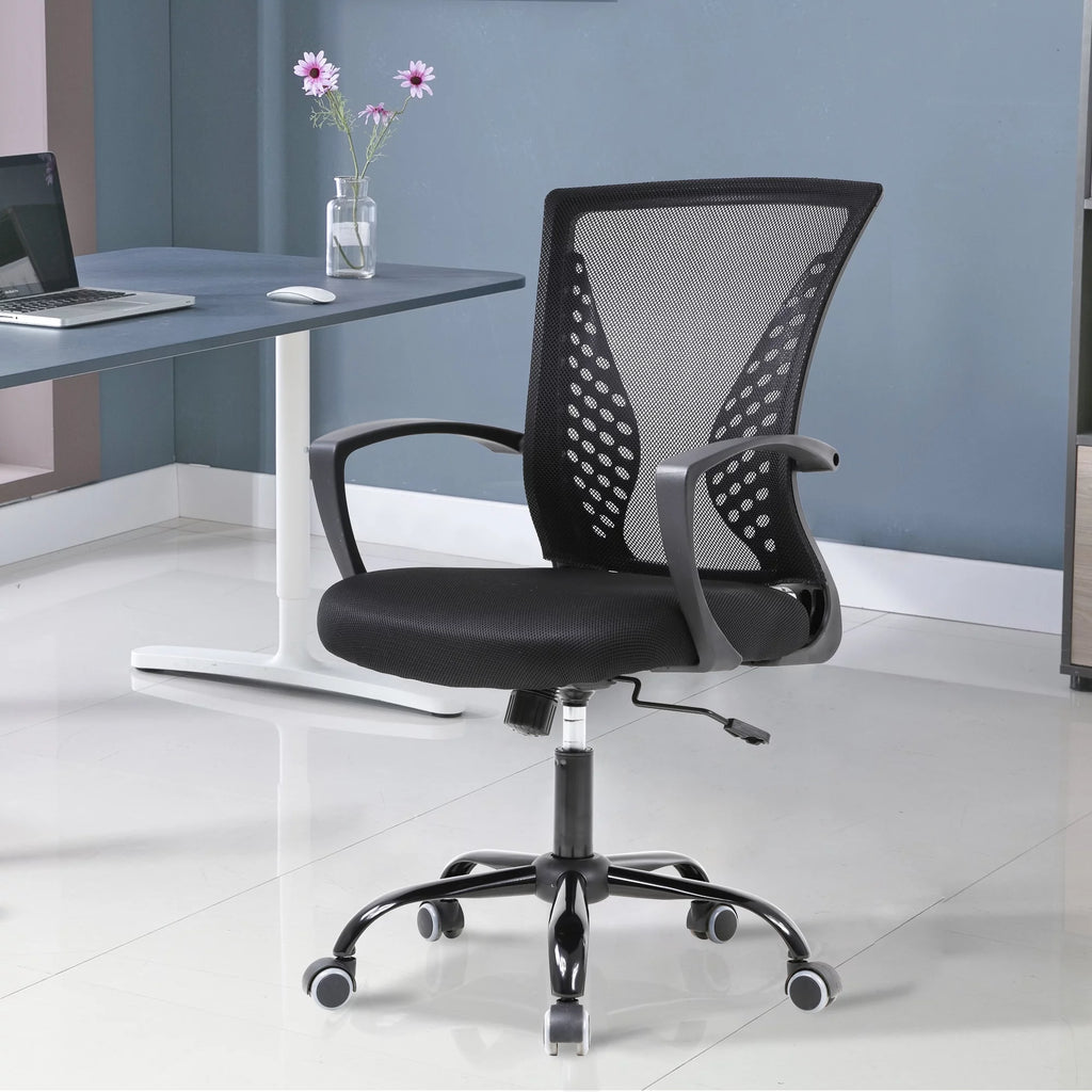 Mesh Office Chair Ergonomic Computer Chair with Swivel Lumbar Support Adjustable Black J64678