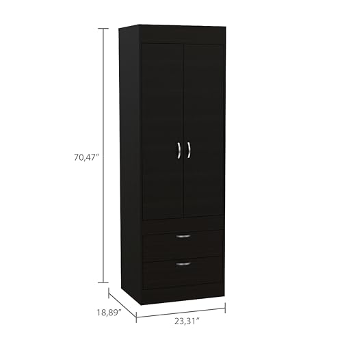 White 2 Door 1 Drawer Wood Armoire Wardrobe W65892