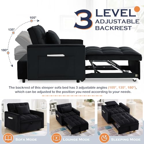 Grey Velvet Convertible Sleeper Sofa Bed L4169