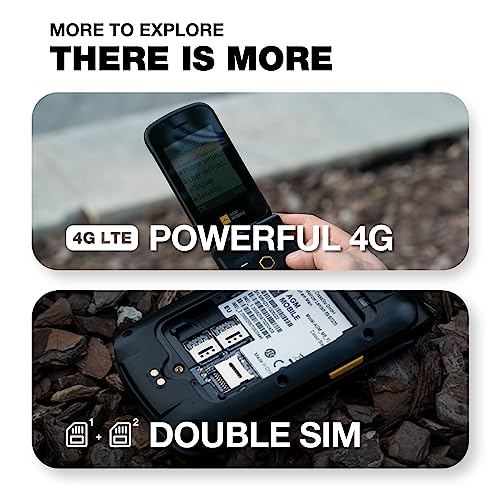 Rugged Flip Phone, 4G LTE Basic Cell Phone, Waterproof, Drop-Proof, Dual SIM Cards R228