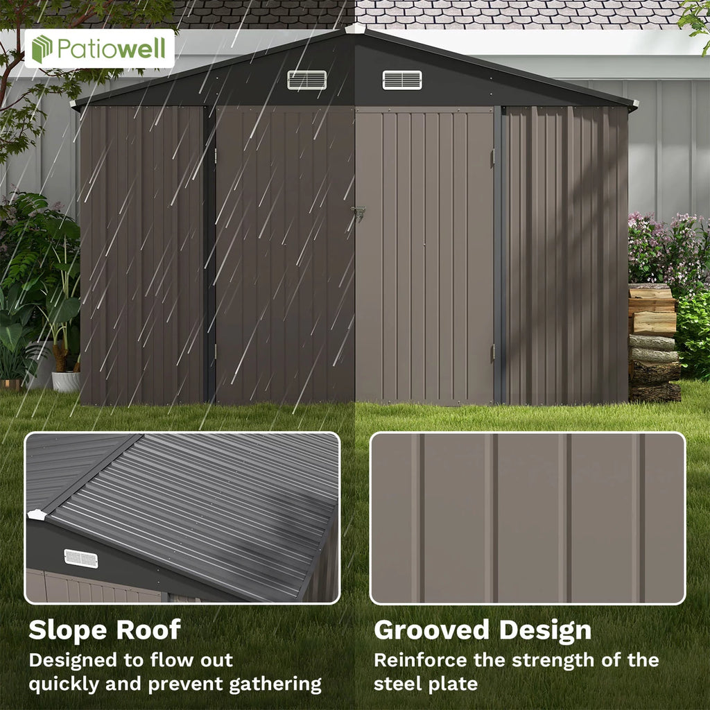 10 x 10 ft Outdoor Storage Metal Shed, Brown G85295