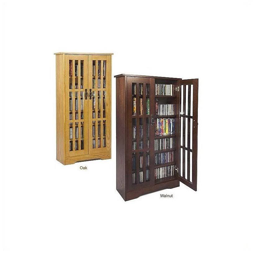 Oak Glass Cabinet Multimedia Storage V61084