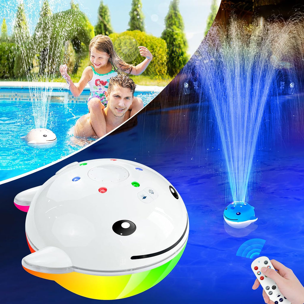 Floating Pool Fountain with Lights, Rechargeable Pool Water Fountain with Remote, Solar Pool Fountain T595