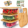 3 Pack Glass Meal Prep Containers with Bamboo Lids L7280