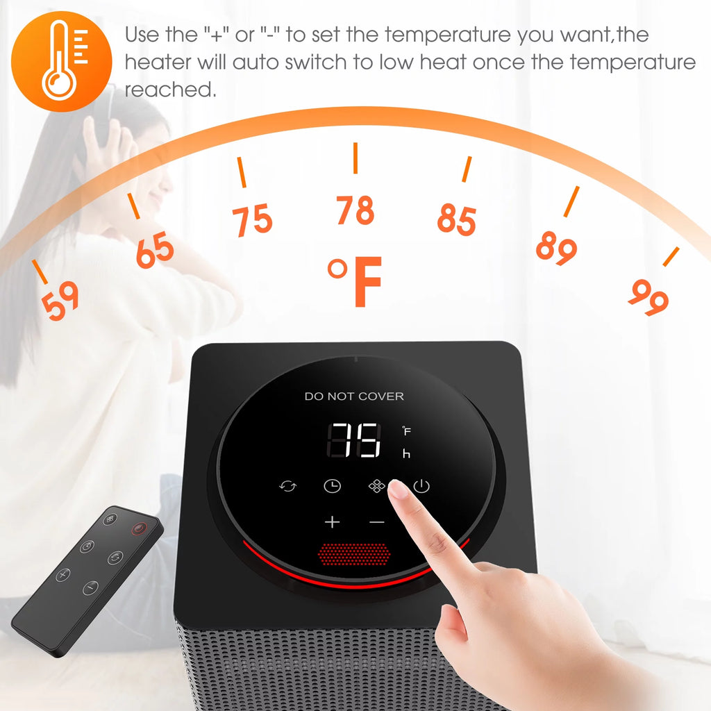 90° Oscillating Electric Tower Heater with Remote H88233