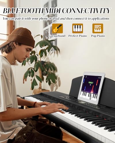 88 Key Full Size Digital Piano with Bench and 3 Pedal Unit (Black) S763