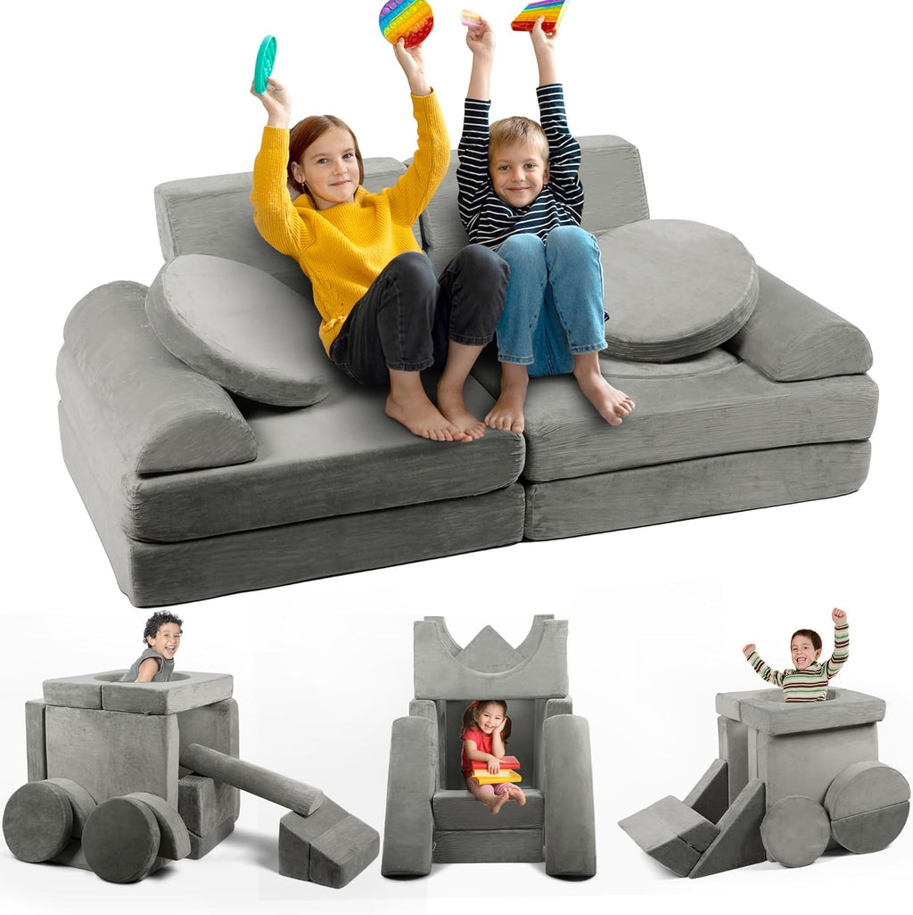 15 Pieces Buildable Plush Play Couch Panels with Ball Pit Square C7168