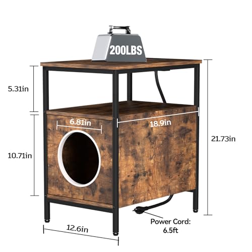 Wood Cat End-Table with Charging Station, 13" D x 18.9" W x 21.65" H C138