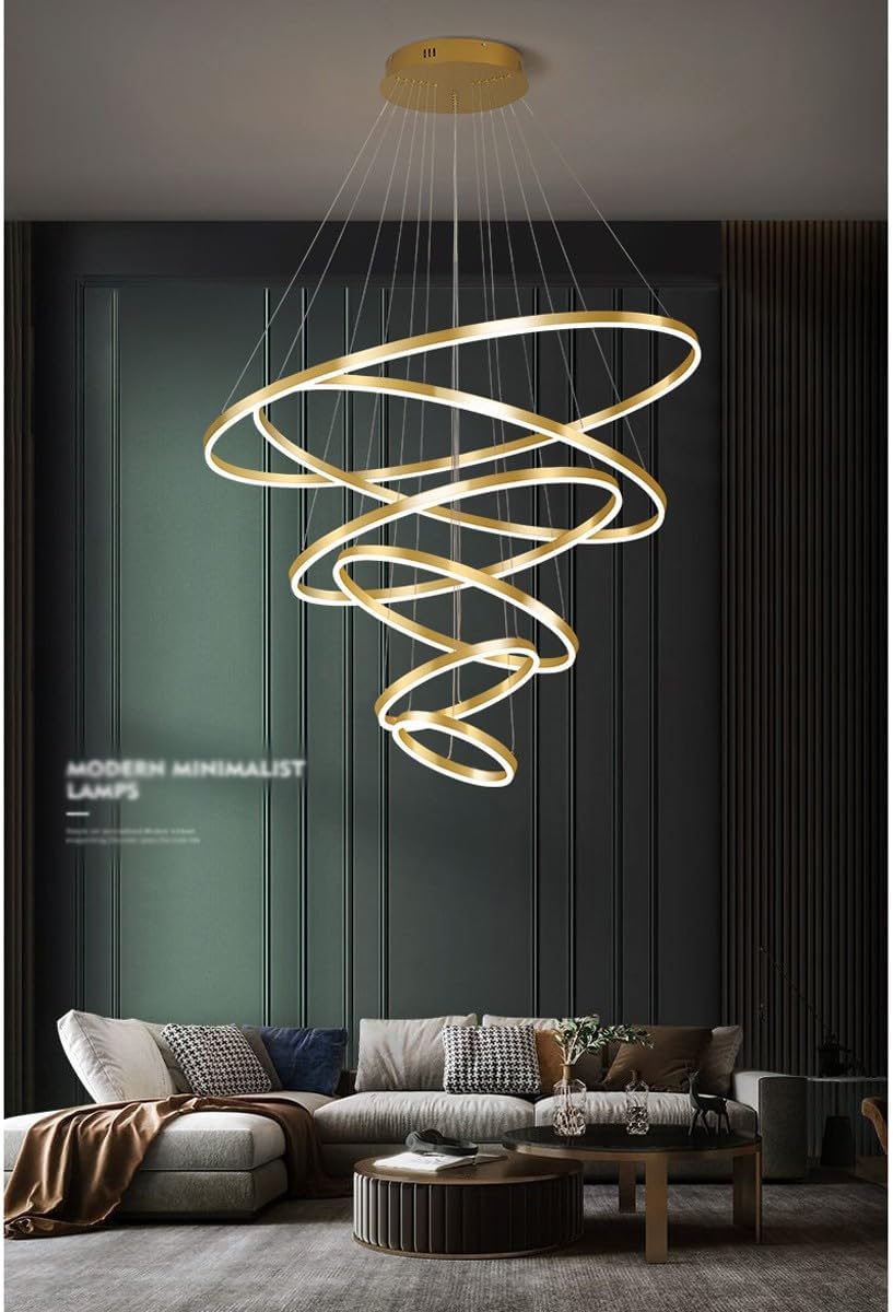 6 Rings Gold LED Chandelier with Remote Control K88675