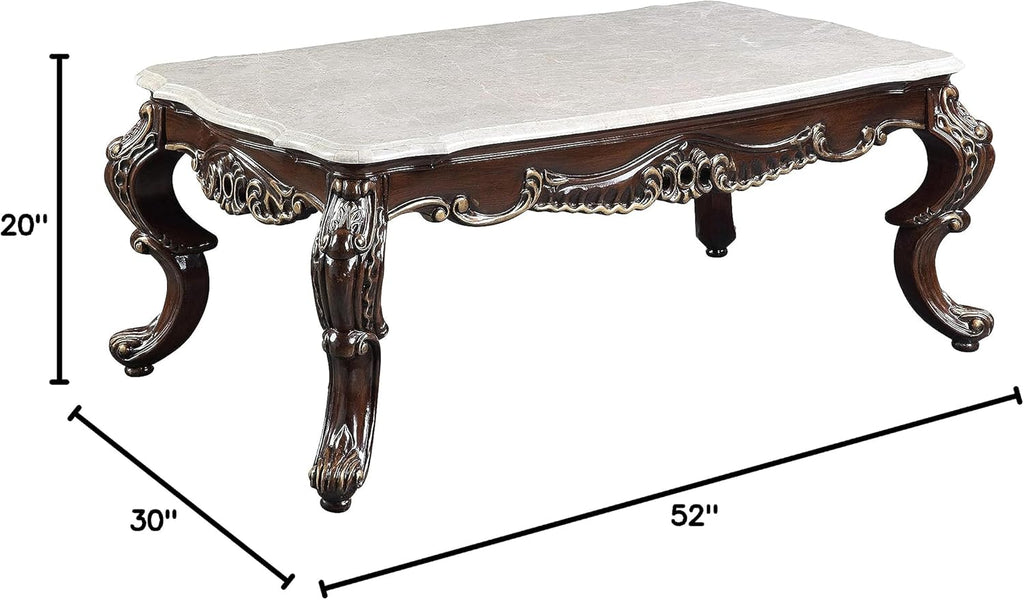 Wooden Coffee Table in Marble and Antique Oak H80314