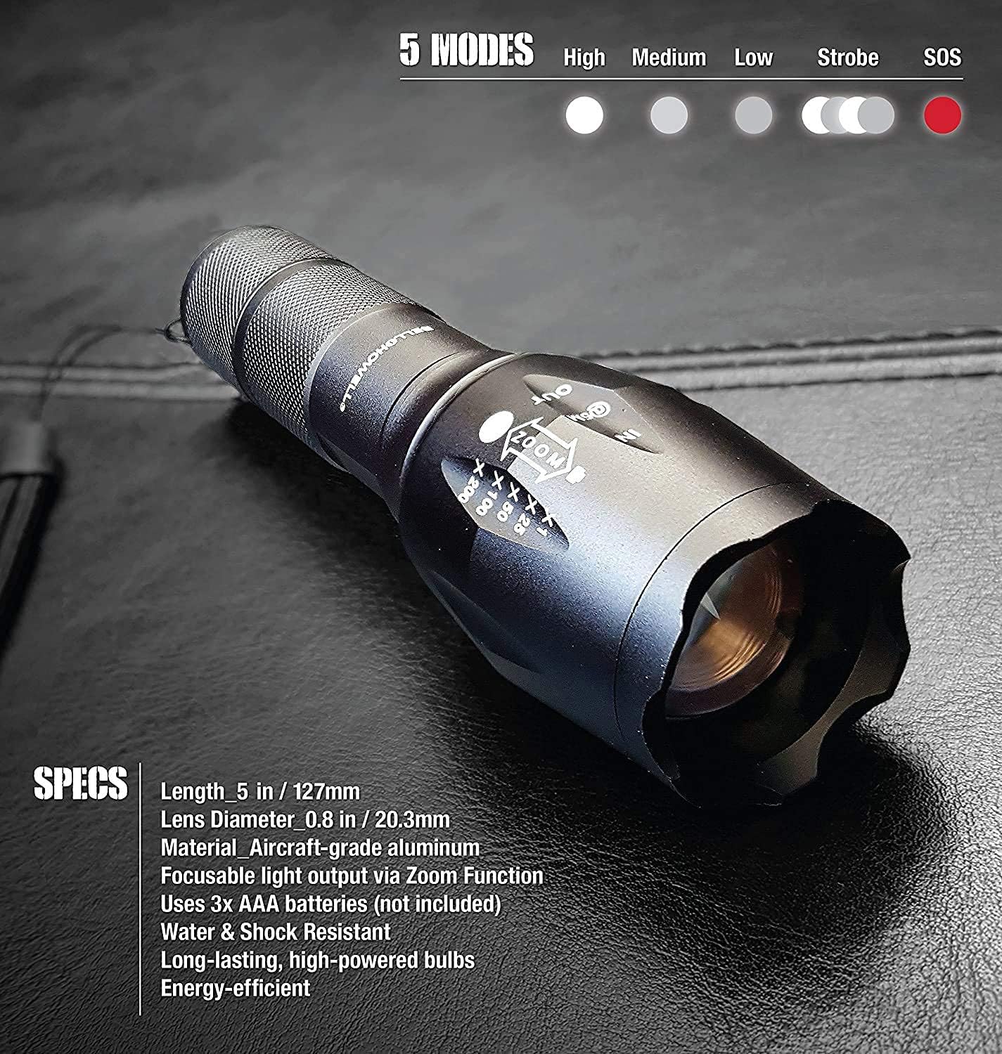 High Lumens LED Tactical Flashlight Set of 3 S68851