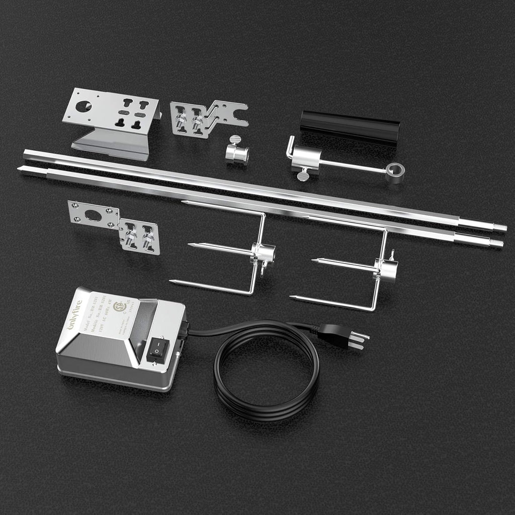 Universal BBQ Grill Rotisserie Kit with 110V Electric Motor - 45" 1/2" Hexagon Spit Rod K8365