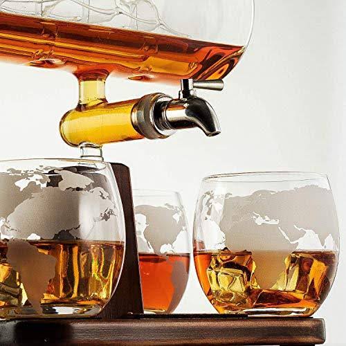 Whiskey Decanter Set with 4 Globe Glasses B78567
