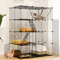 4-Tier Metal Wire Cat Enclosure with Hammock T7293
