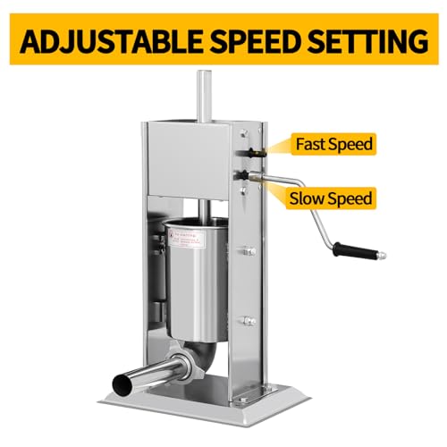7L/14LB Stainless Steel Manual Sausage Stuffer with 5 Stuffing Tubes D22313