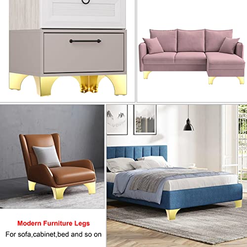 4Pcs 10CM/4 Inch Metal Furniture Sofa Cabinet Legs with Mounting Screws, Silver Q682870
