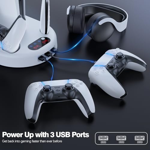 PS5 Slim Stand with Cooling Fan and Charging Station White Q5703