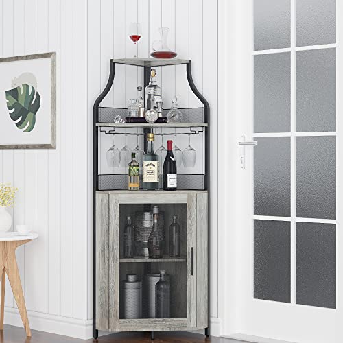 Black Corner Bar Cabinet with Detachable Wine Rack S26949