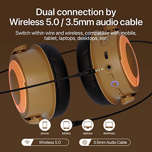 Cat Ear Headphones Wireless Bluetooth Noise Cancelling Headphones RGB Gaming Headset with Mic X3359