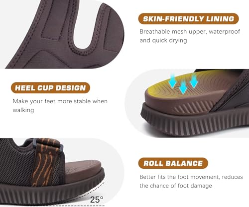 Mens Orthotic Sandals Athletic Recovery Sport Slides Adjustable Strap Open Toe Walking Sandals W804111