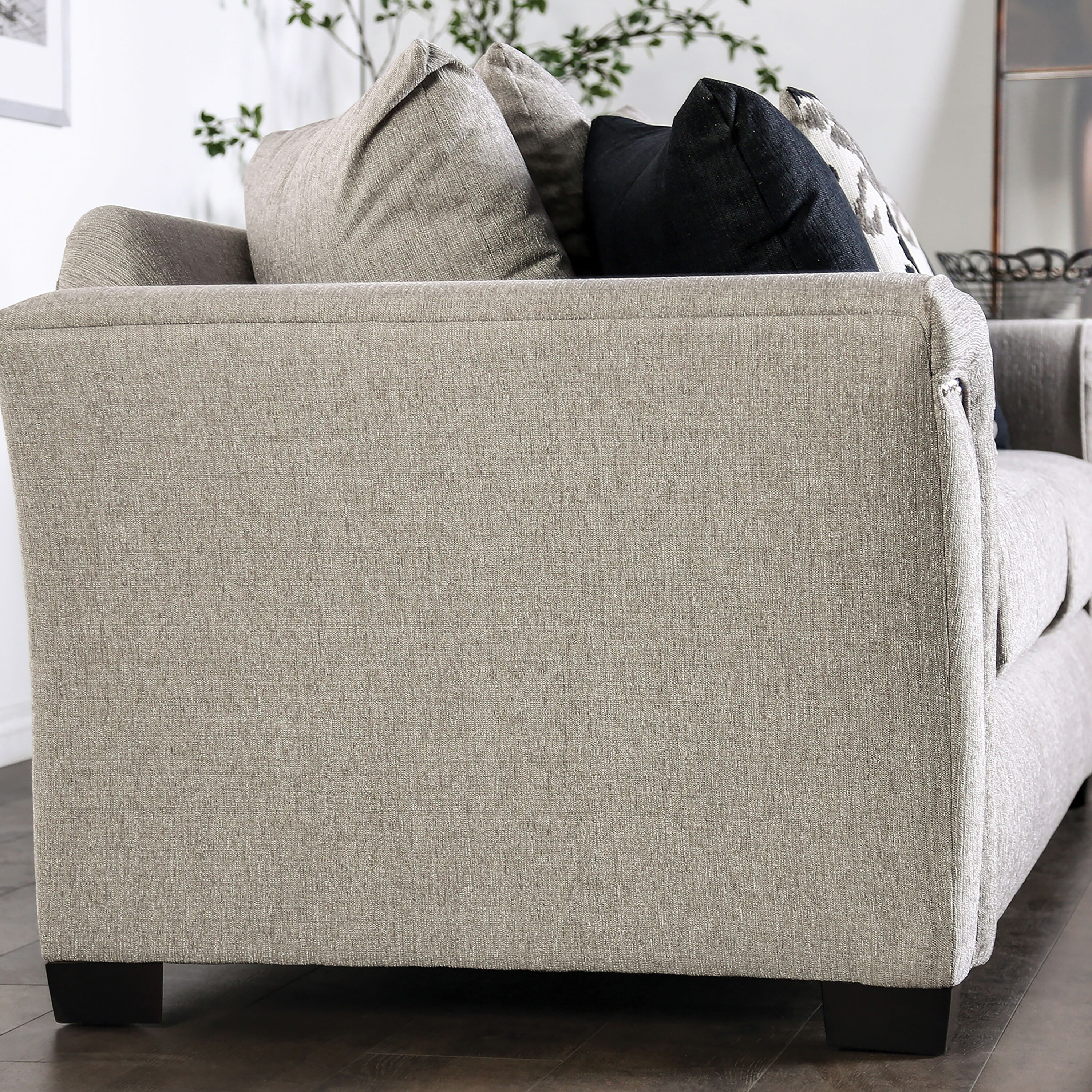 Light Taupe Fabric Upholstered Sofa E5890