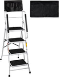 White Steel Step Ladder with Handrails and Tool Bag G82869