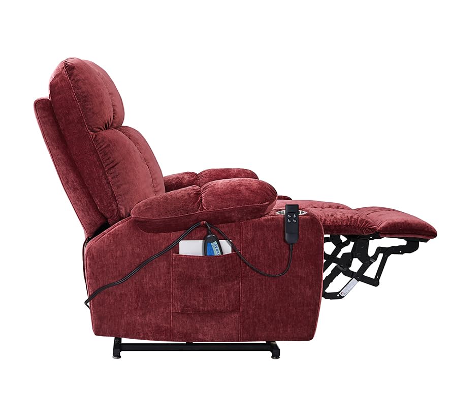 Red Power Lift Recliner Chair with Massage and Heat D435